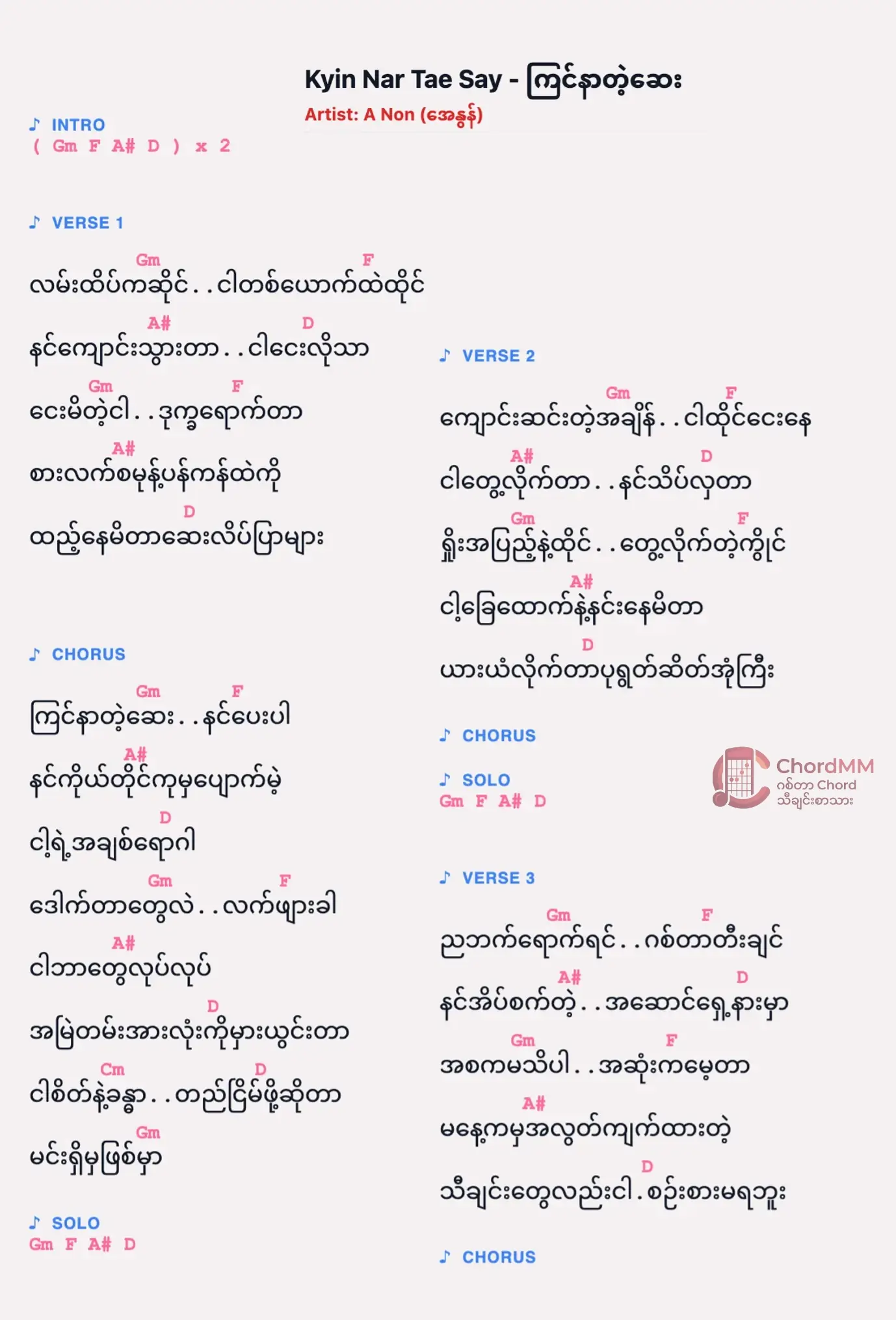 Kyin Nar Tae Say - ကြင်နာတဲ့ဆေး