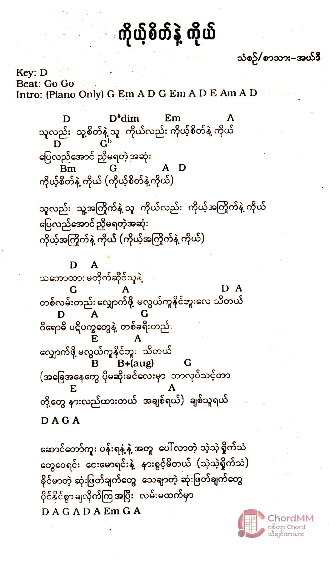 Koh Seik Nae Ko - ကိုယ့်စိတ်နဲ့ကိုယ်