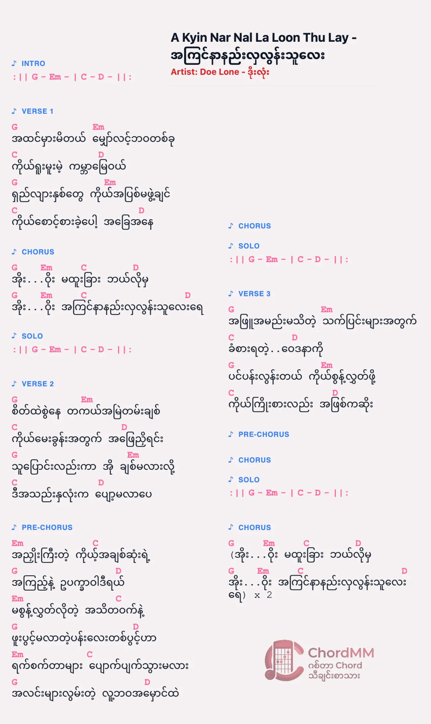 A Kyin Nar Nal La Loon Thu Lay - အကြင်နာနည်းလှလွန်းသူလေး