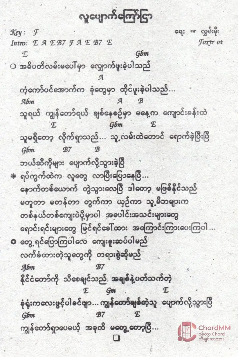Lu Pyauk Kyay Nyar - လူပျောက်ကြေညာ