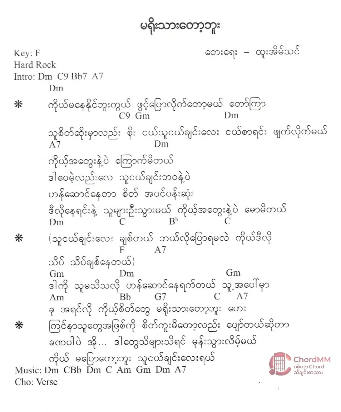 Ma Yoe Thar Top Bu - မရိုးသားတော့ဘူး