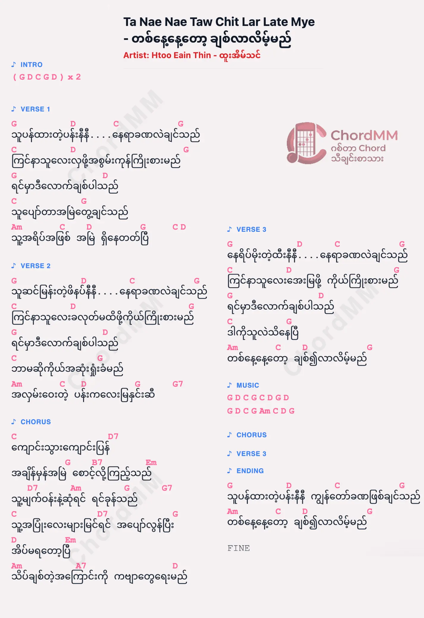 Ta Nae Nae Taw Chit Lar Late Mye - တစ်နေ့နေ့တော့ ချစ်လာလိမ့်မည်
