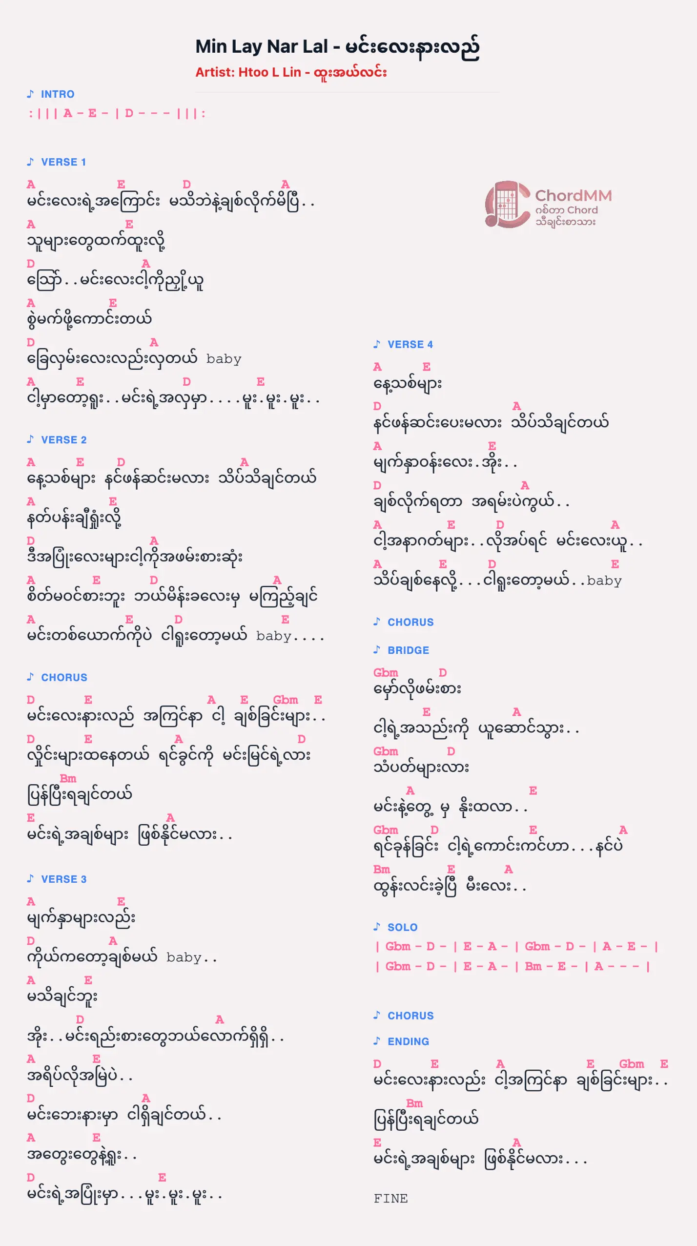 Min Lay Nar Lal -  မင်းလေးနားလည်