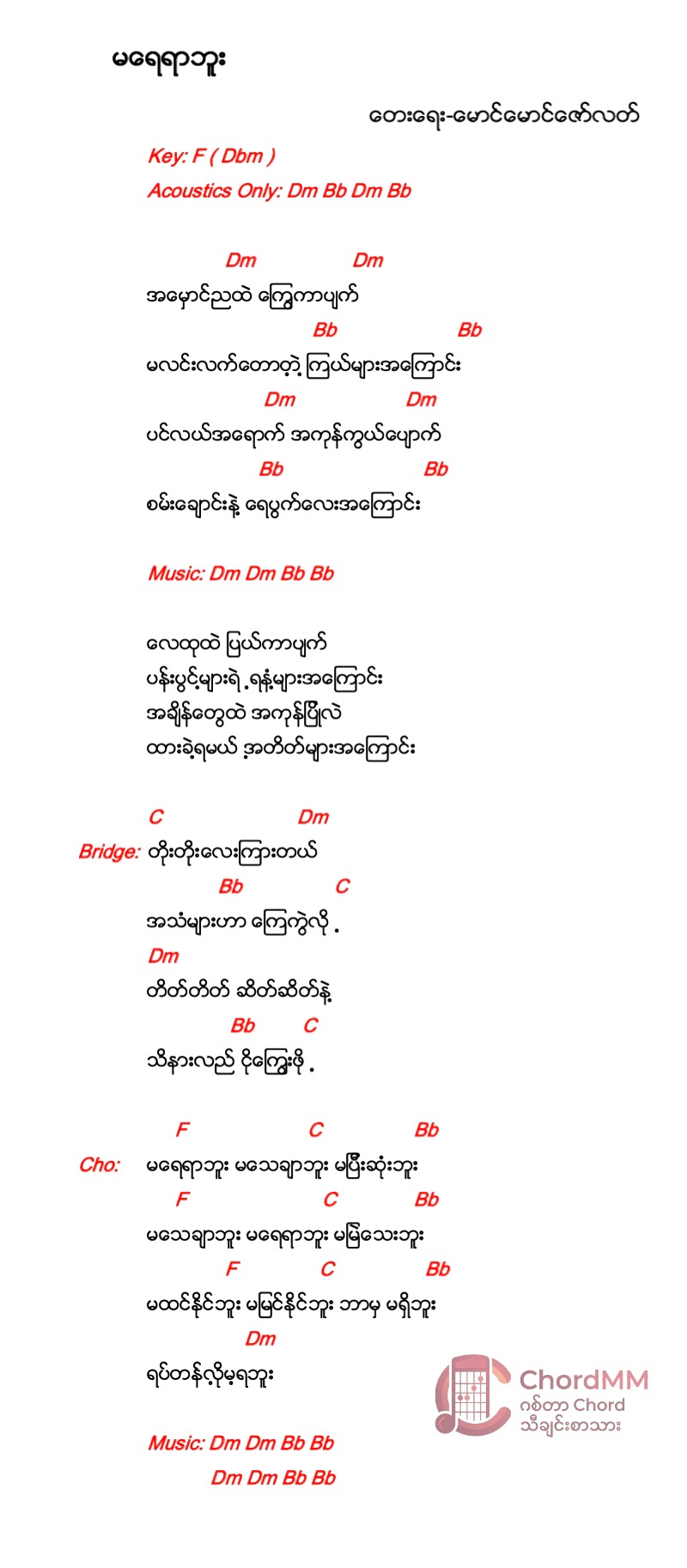 Ma Yay Yar Bu - မရေရာဘူး
