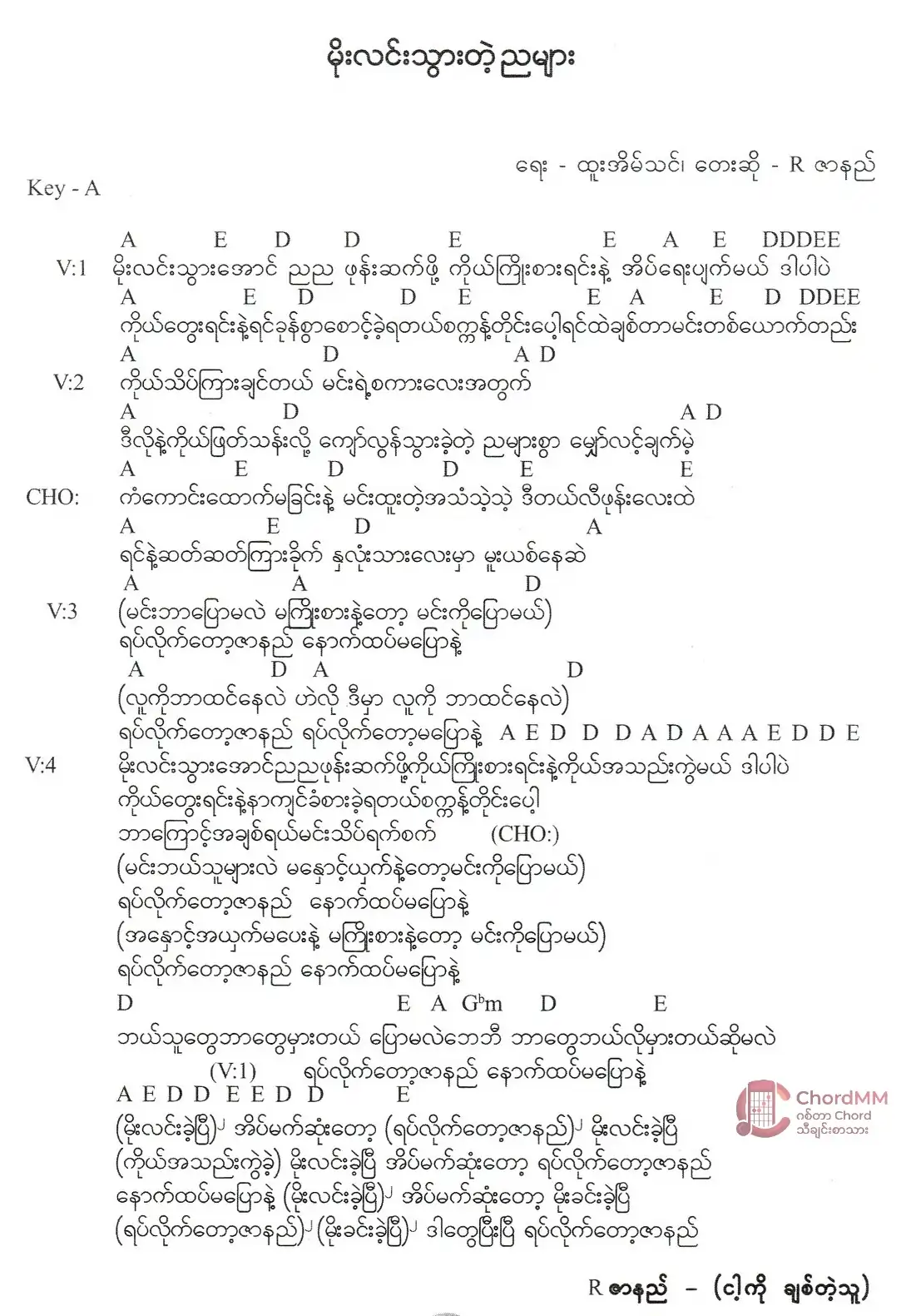 Moe Lin Thwar Tae Nya Myar - မိုးလင်းသွားတဲ့ညများ