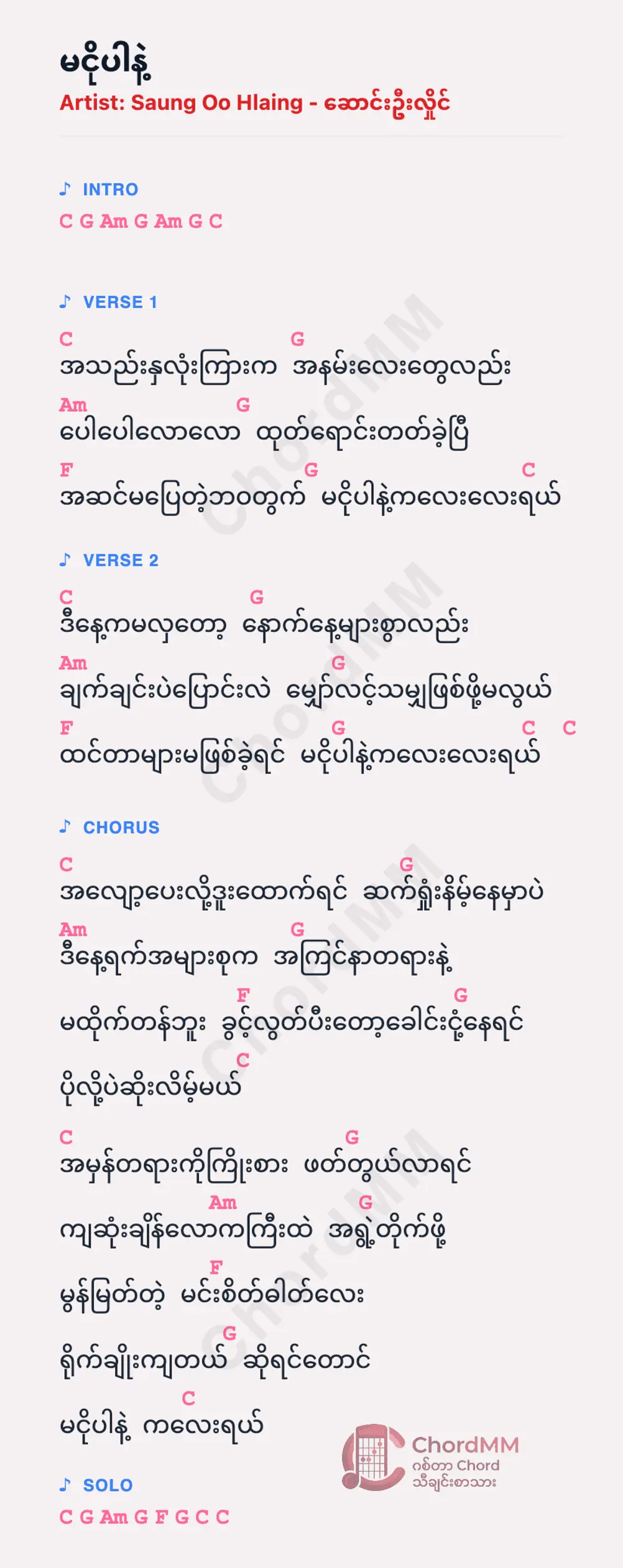 Ma Ngo Par Nae - မငိုပါနဲ့