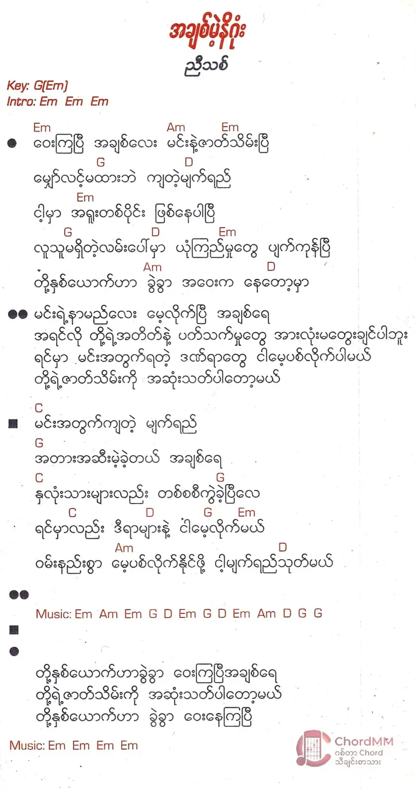 A Chit Mae Ni Ghone - အချစ်မဲ့နိဂုံး