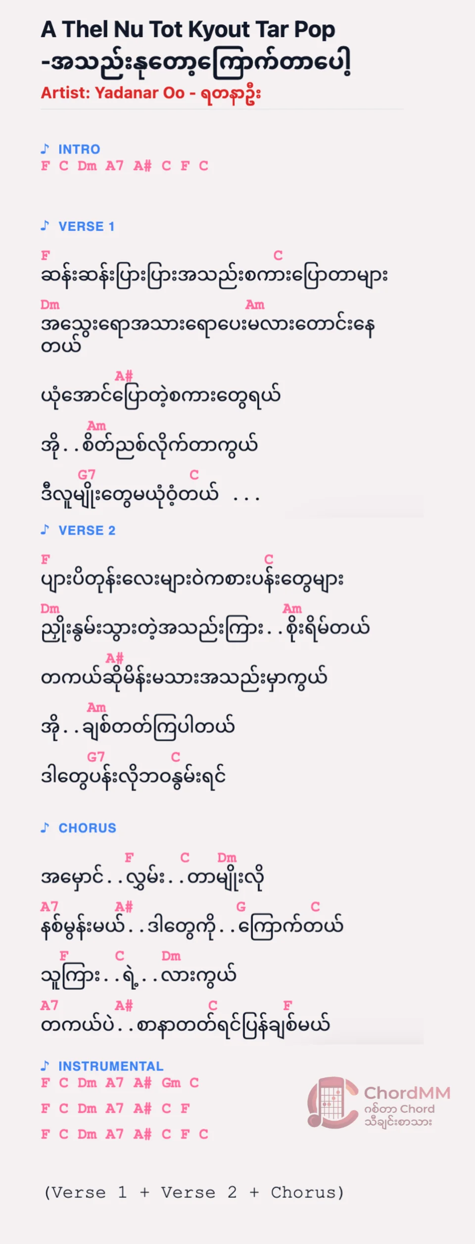 A Thel Nu Tot Kyout Tar Pop - အသည်းနုတော့ကြောက်တာပေါ့